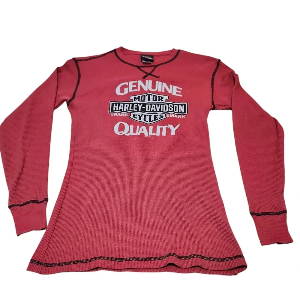 Harley Davidson Women's Thermal Long Sleeve Shirt Red sz L